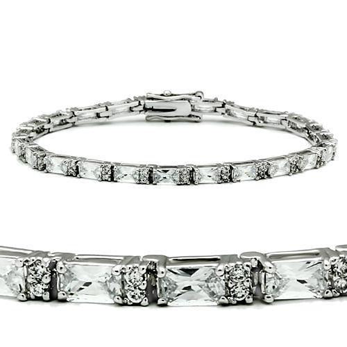 Load image into Gallery viewer, 47401 - Rhodium Brass Bracelet with AAA Grade CZ in Clear
