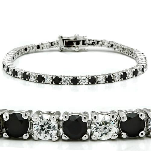 Load image into Gallery viewer, 46903 - Rhodium Brass Bracelet with AAA Grade CZ in Black Diamond

