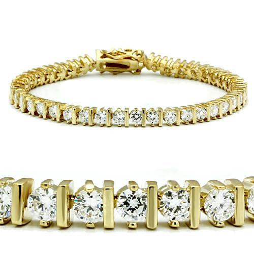 Load image into Gallery viewer, 47205 - Gold Brass Bracelet with AAA Grade CZ in Clear
