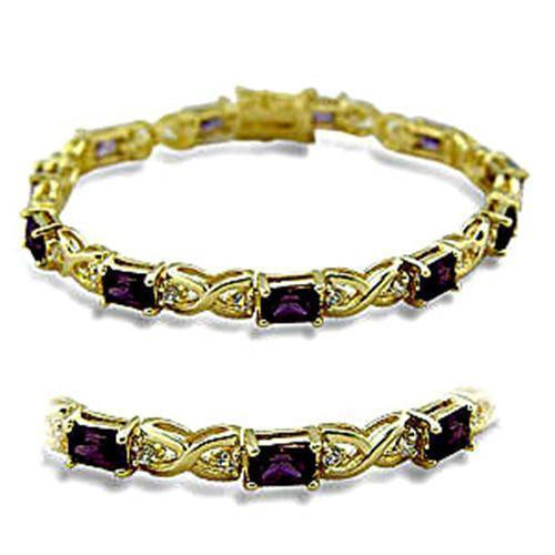 Load image into Gallery viewer, 415706 - Gold Brass Bracelet with AAA Grade CZ in Amethyst
