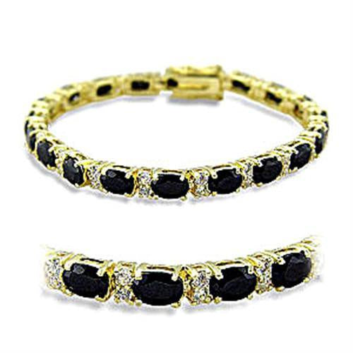 Load image into Gallery viewer, 415503 - Gold Brass Bracelet with AAA Grade CZ in Jet

