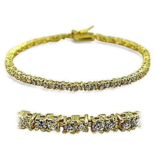 Load image into Gallery viewer, 415802 - Gold Brass Bracelet with AAA Grade CZ in Clear
