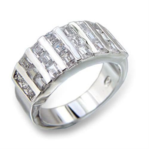Load image into Gallery viewer, 413602 - Rhodium Brass Ring with AAA Grade CZ in Clear
