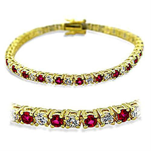 Load image into Gallery viewer, 415901 - Gold Brass Bracelet with Synthetic Garnet in Ruby
