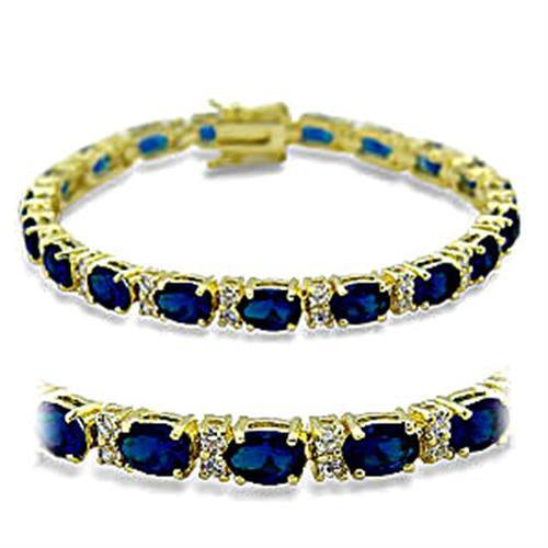 Load image into Gallery viewer, 415504 - Gold Brass Bracelet with Synthetic Spinel in Sapphire

