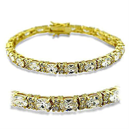 Load image into Gallery viewer, 415502 - Gold Brass Bracelet with AAA Grade CZ in Clear
