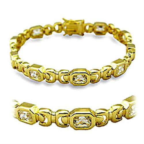 Load image into Gallery viewer, 415601 - Gold Brass Bracelet with AAA Grade CZ in Clear
