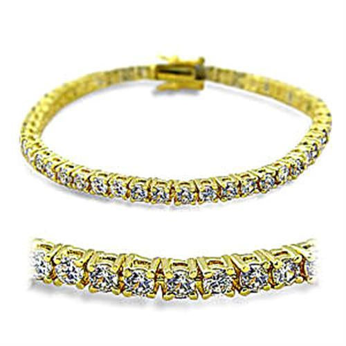 Load image into Gallery viewer, 415904 - Gold Brass Bracelet with AAA Grade CZ in Clear
