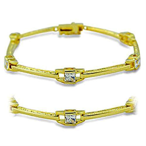 Load image into Gallery viewer, 416004 - Gold Brass Bracelet with AAA Grade CZ in Clear
