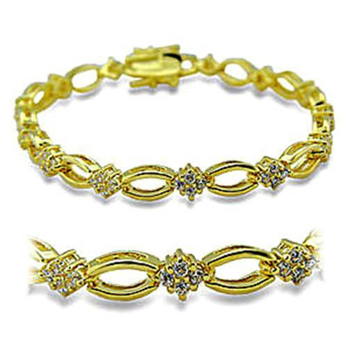 Load image into Gallery viewer, 416006 - Gold Brass Bracelet with AAA Grade CZ in Clear

