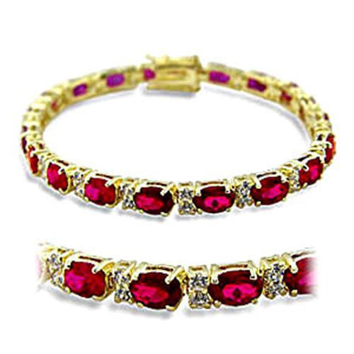 Load image into Gallery viewer, 415505 - Gold Brass Bracelet with Synthetic Garnet in Ruby
