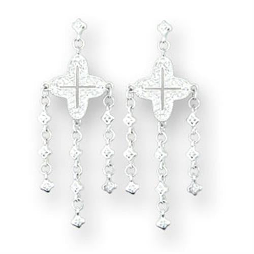 Load image into Gallery viewer, 414222 - High-Polished 925 Sterling Silver Earrings with AAA Grade CZ in Clear

