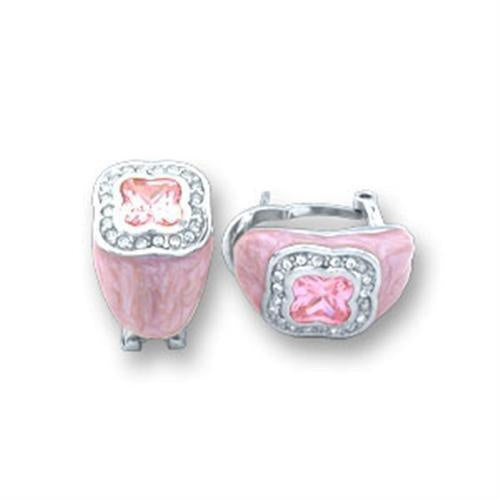 Load image into Gallery viewer, 41804 - High-Polished 925 Sterling Silver Earrings with AAA Grade CZ in Rose
