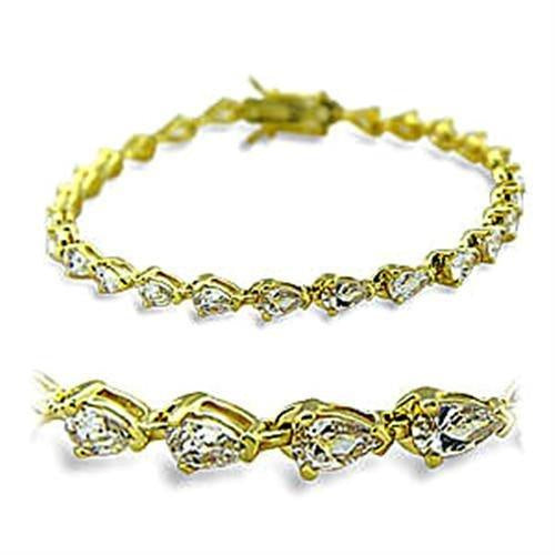 Load image into Gallery viewer, 415804 - Gold Brass Bracelet with AAA Grade CZ in Clear
