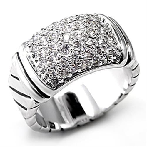 Load image into Gallery viewer, 7X080 - Rhodium Brass Ring with AAA Grade CZ in Clear
