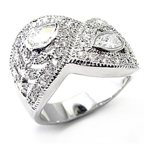 Load image into Gallery viewer, 7X083 - Rhodium Brass Ring with AAA Grade CZ in Clear
