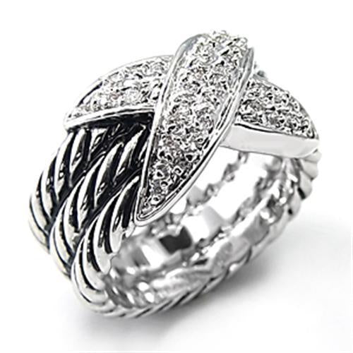 Load image into Gallery viewer, 7X074 - Rhodium Brass Ring with AAA Grade CZ in Clear
