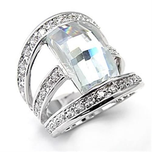 Load image into Gallery viewer, 7X053 - Rhodium Brass Ring with AAA Grade CZ in Clear
