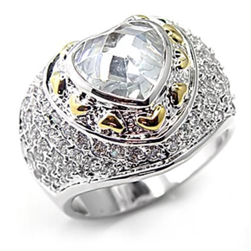 Load image into Gallery viewer, 7X066 - Reverse Two-Tone Brass Ring with AAA Grade CZ in Clear
