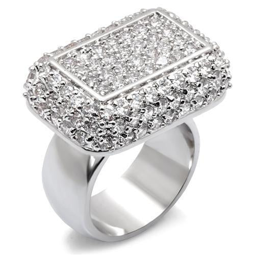 Load image into Gallery viewer, 7X099 - Rhodium Brass Ring with AAA Grade CZ in Clear
