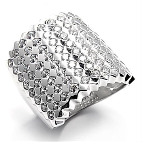 Load image into Gallery viewer, 7X005 - Rhodium Brass Ring with AAA Grade CZ in Clear
