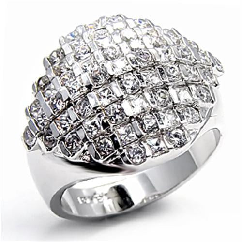 Load image into Gallery viewer, 7X004 - Rhodium Brass Ring with AAA Grade CZ in Clear
