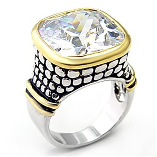 Load image into Gallery viewer, 7X047 - Reverse Two-Tone Brass Ring with AAA Grade CZ in Clear
