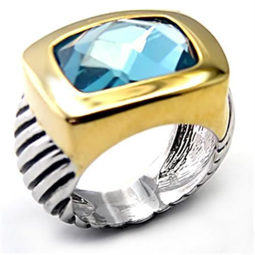 Load image into Gallery viewer, 7X119 - Reverse Two-Tone Brass Ring with Semi-Precious Spinel in London Blue
