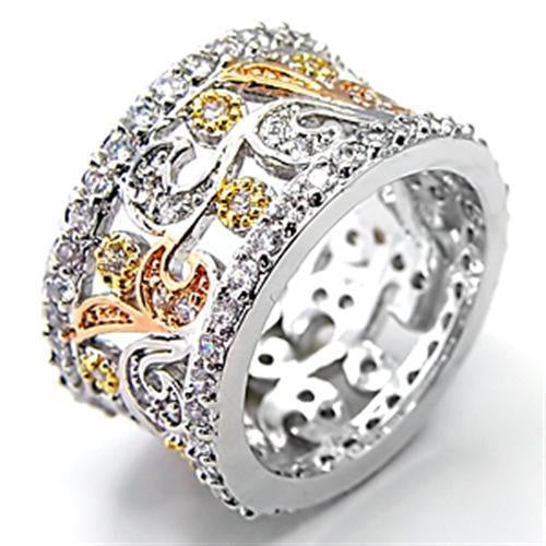 Load image into Gallery viewer, 7X089 - Tricolor Brass Ring with AAA Grade CZ in Clear
