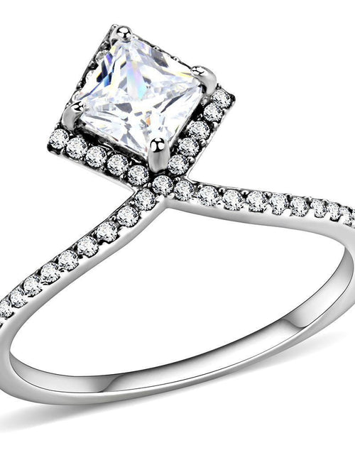 Load image into Gallery viewer, DA136 - High polished (no plating) Stainless Steel Ring with AAA Grade CZ in Clear
