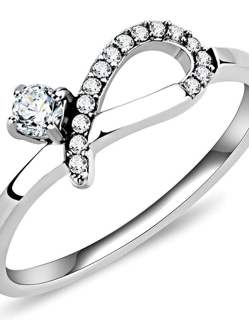 Load image into Gallery viewer, DA143 - High polished (no plating) Stainless Steel Ring with AAA Grade CZ in Clear
