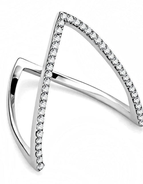 Load image into Gallery viewer, DA132 - High polished (no plating) Stainless Steel Ring with AAA Grade CZ in Clear
