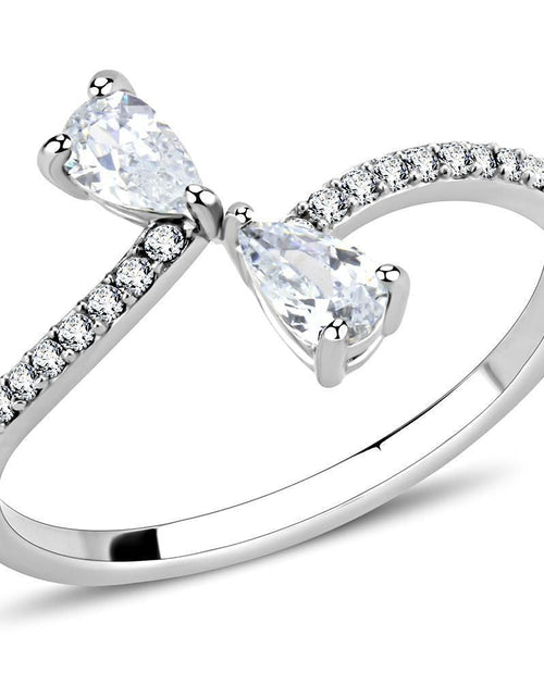 Load image into Gallery viewer, DA139 - High polished (no plating) Stainless Steel Ring with AAA Grade CZ in Clear
