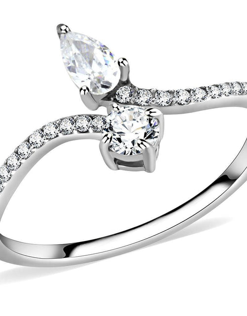 Load image into Gallery viewer, DA138 - High polished (no plating) Stainless Steel Ring with AAA Grade CZ in Clear
