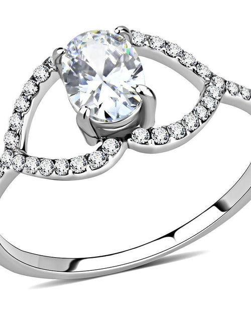 Load image into Gallery viewer, DA137 - High polished (no plating) Stainless Steel Ring with AAA Grade CZ in Clear
