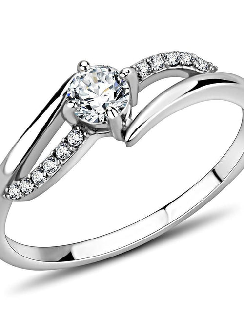 Load image into Gallery viewer, DA144 - High polished (no plating) Stainless Steel Ring with AAA Grade CZ in Clear
