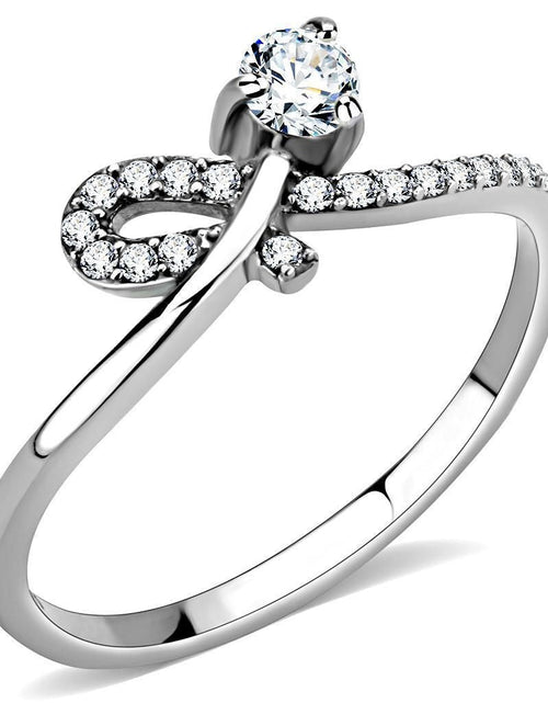 Load image into Gallery viewer, DA142 - High polished (no plating) Stainless Steel Ring with AAA Grade CZ in Clear
