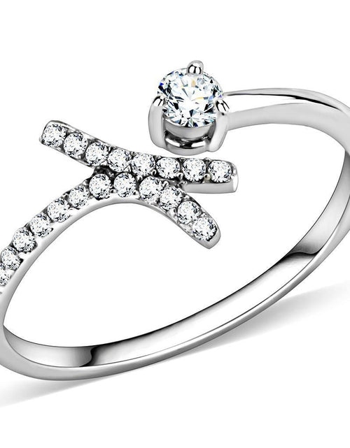 Load image into Gallery viewer, DA145 - High polished (no plating) Stainless Steel Ring with AAA Grade CZ in Clear
