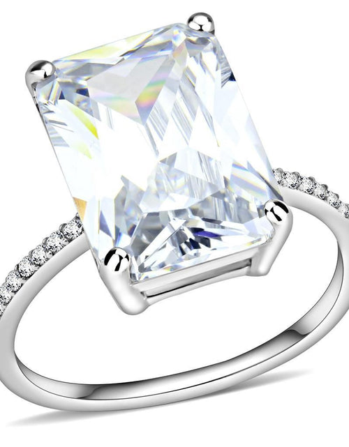 Load image into Gallery viewer, DA131 - High polished (no plating) Stainless Steel Ring with AAA Grade CZ in Clear
