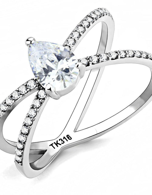 Load image into Gallery viewer, DA135 - High polished (no plating) Stainless Steel Ring with AAA Grade CZ in Clear
