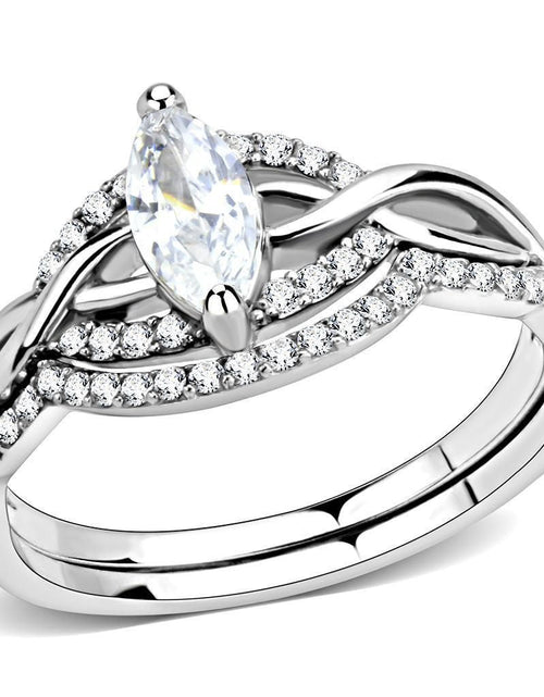 Load image into Gallery viewer, DA133 - High polished (no plating) Stainless Steel Ring with AAA Grade CZ in Clear

