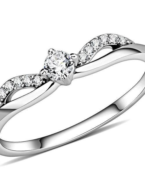 Load image into Gallery viewer, DA146 - High polished (no plating) Stainless Steel Ring with AAA Grade CZ in Clear

