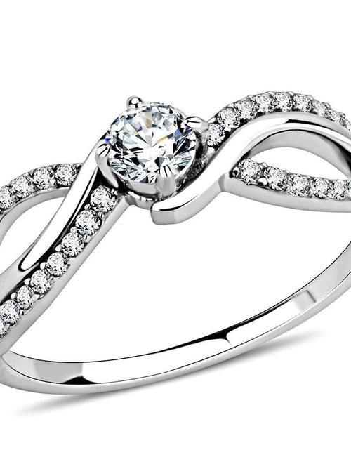 Load image into Gallery viewer, DA147 - High polished (no plating) Stainless Steel Ring with AAA Grade CZ in Clear
