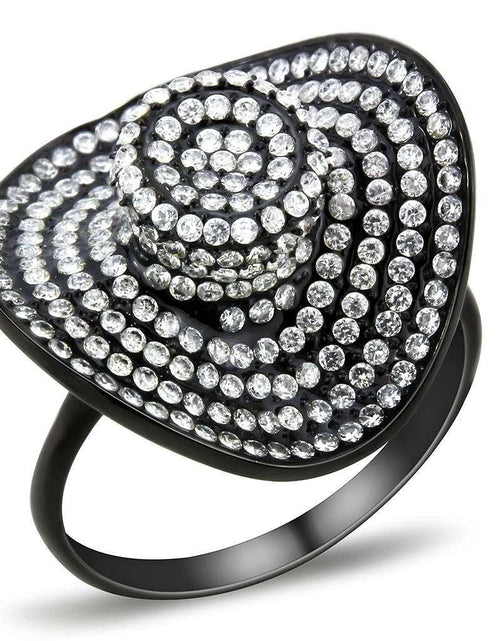 Load image into Gallery viewer, DA128 - IP Black(Ion Plating) Stainless Steel Ring with AAA Grade CZ in Clear
