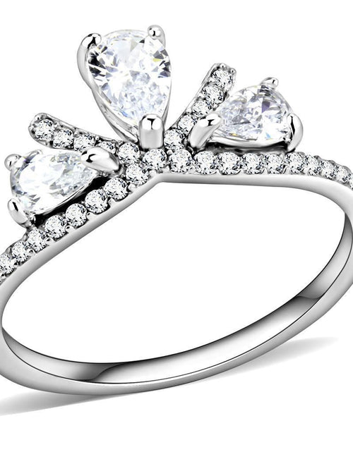 Load image into Gallery viewer, DA140 - High polished (no plating) Stainless Steel Ring with AAA Grade CZ in Clear
