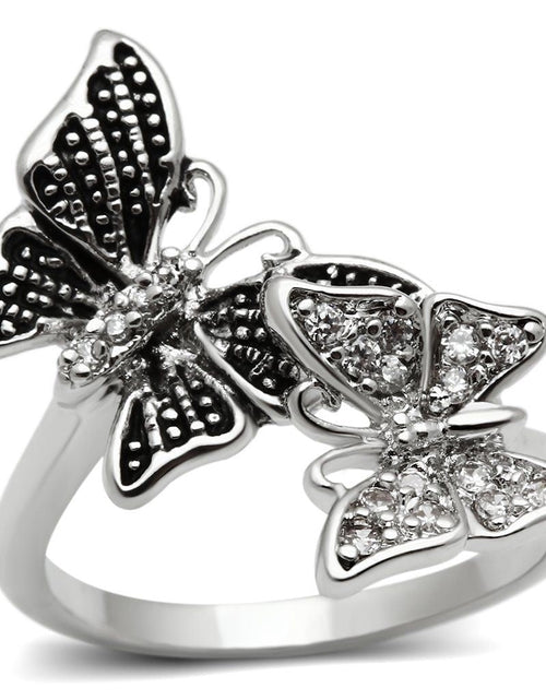 Load image into Gallery viewer, 3W214 - Rhodium Brass Ring with AAA Grade CZ in Clear
