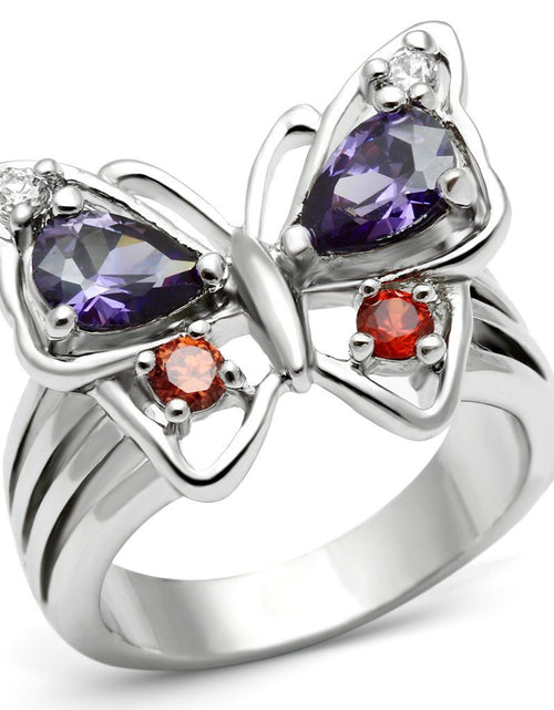 Load image into Gallery viewer, 3W233 - Rhodium Brass Ring with AAA Grade CZ in Multi Color
