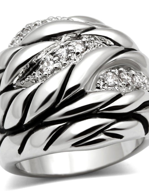 Load image into Gallery viewer, 3W231 - Rhodium Brass Ring with AAA Grade CZ in Clear
