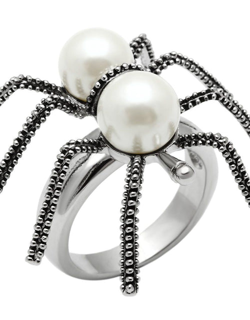 Load image into Gallery viewer, 3W226 - Rhodium Brass Ring with Synthetic Pearl in White
