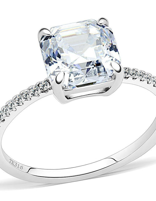 Load image into Gallery viewer, DA008 - High polished (no plating) Stainless Steel Ring with Cubic in Clear
